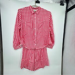 PIYAMA Marlon PJs Sleep Set Shorts Button up Top Sz XXXL Rattan Raspberry Pink